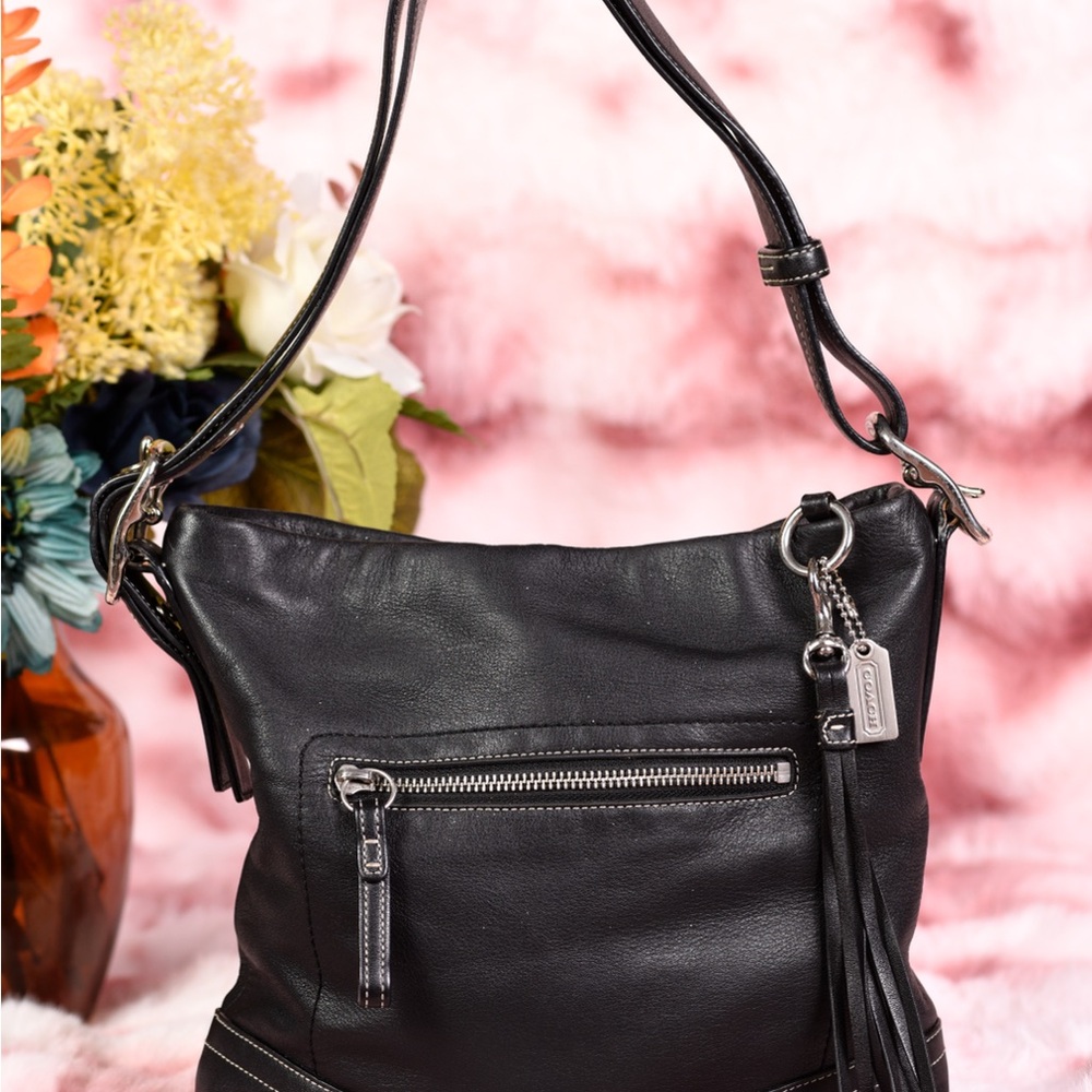 Black Coach Leather Shoulder Bag